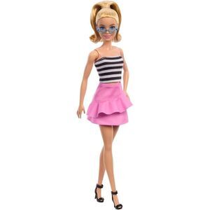Barbie Fashionistas Doll Blonde with Striped Top & Pink Skirt #213